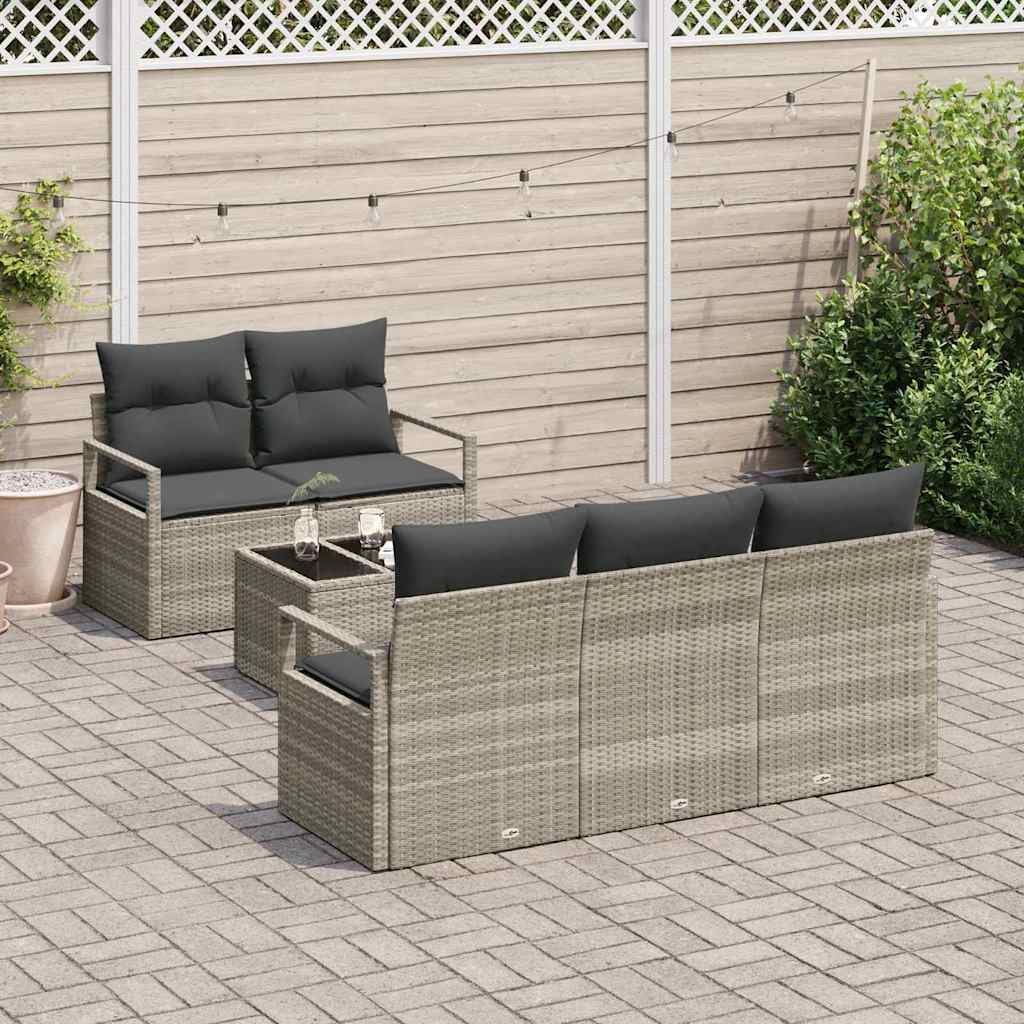 Garten-Sofa-Set mit Kissen 6 pcs Hellgrau und Dunkelgrau